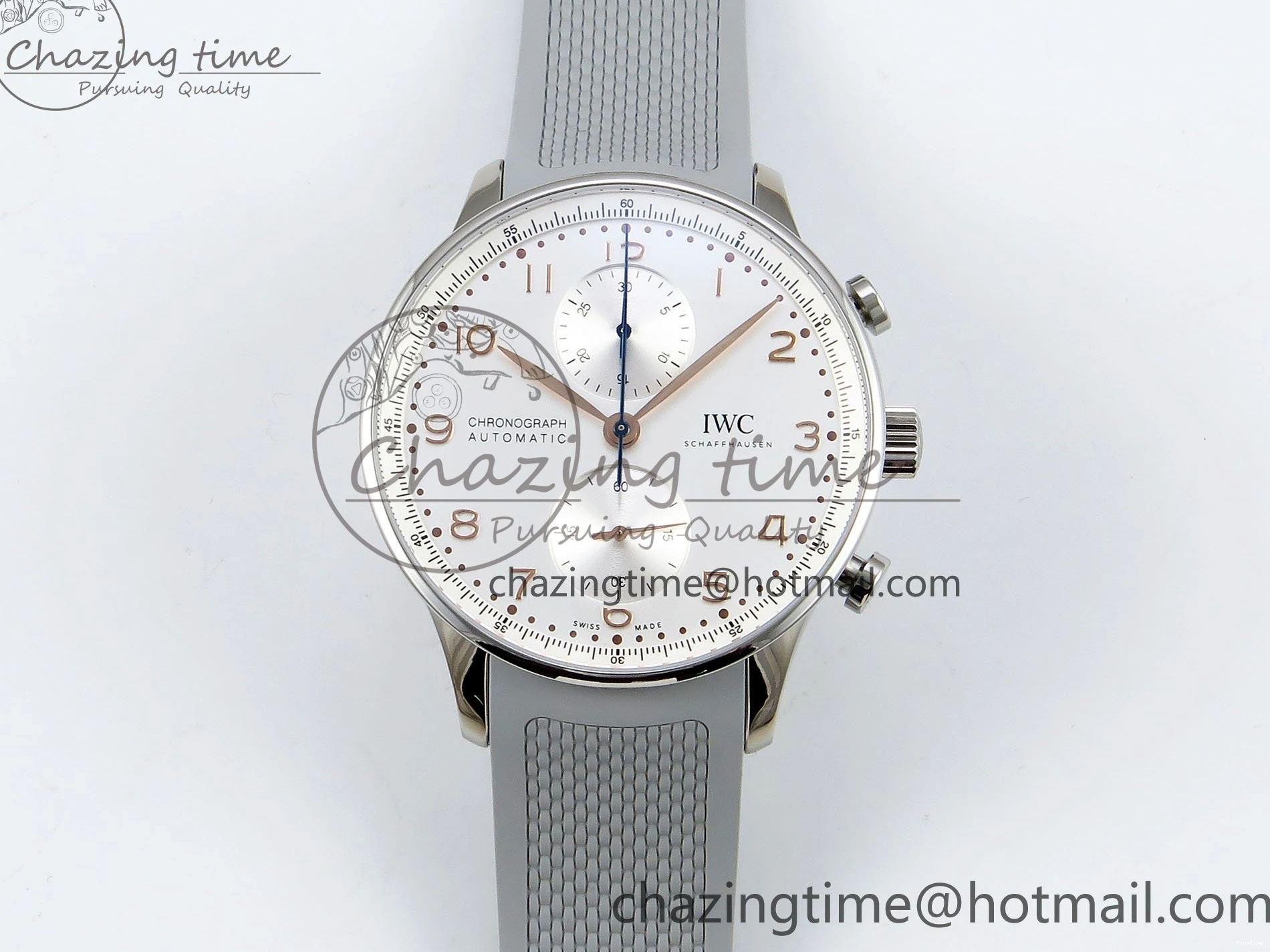 MIROTIME 0502 Portuguese Chrono IW3716 Z+F 1:1 Best Edition White Dial on Gray Rubber Strap A WrinkleFree 7014